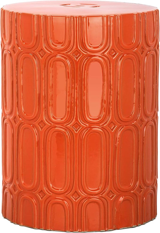 Safavieh Melody Glazed Ceramic Decorative Garden Stool, Orange