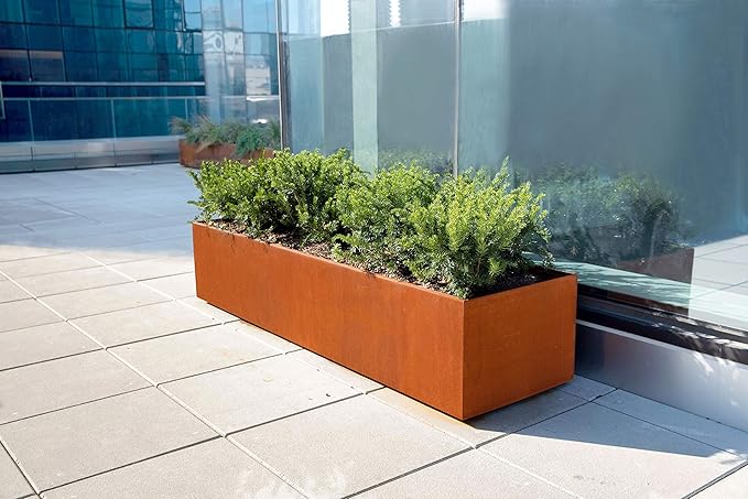 Plantercraft Large Rectangular Planters for Outdoor Plants - 36x12x30 Inch Corten Steel Planter, Extra Large Outdoor Planter Box for Patio, Garden & Privacy Screen, Heavy Duty Metal