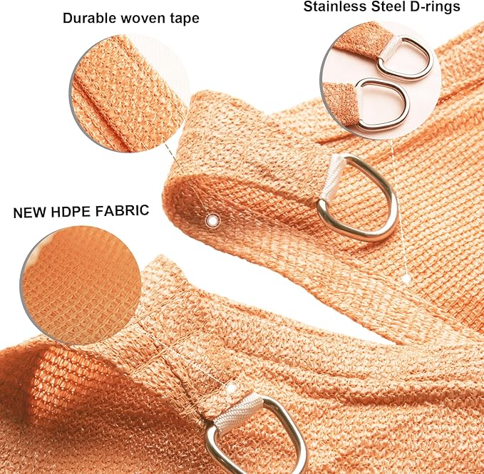 SUNLAX Sun Shade Sail 9' x 18' Peach Fuzz Rectangle Canopy Sail Shade Cover UV Block Permeable Sunshade Outdoor for Patio Backyard Deck Pergola (We Make Custom Size)