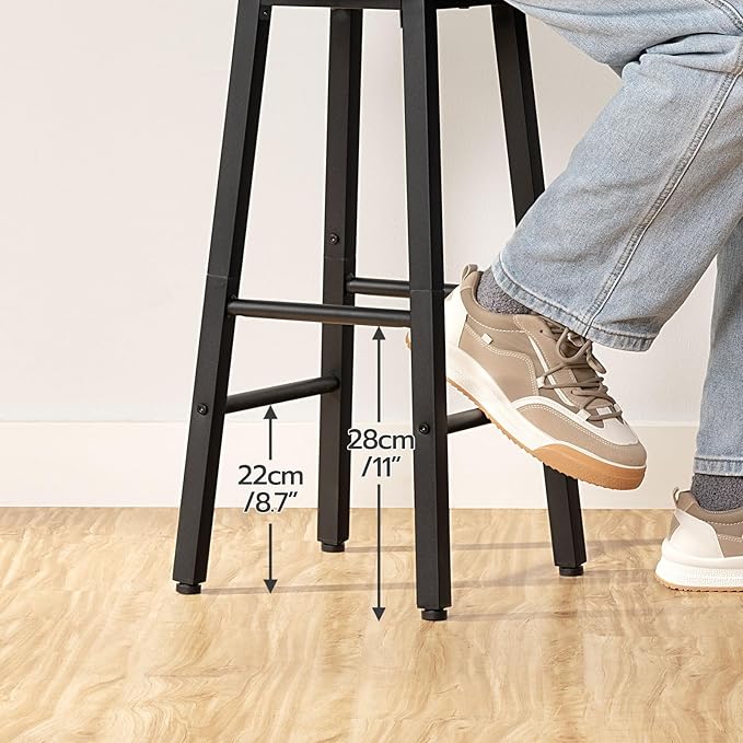HOOBRO Bar Stools, Barstools Set of 4,Counter Height Barstools, 24.8" Bar Stools for Kitchen Island, Industrial Bar Chairs, for Dining Room, Kitchen, Bar, Rustic Brown and Black BF07BYP401G1