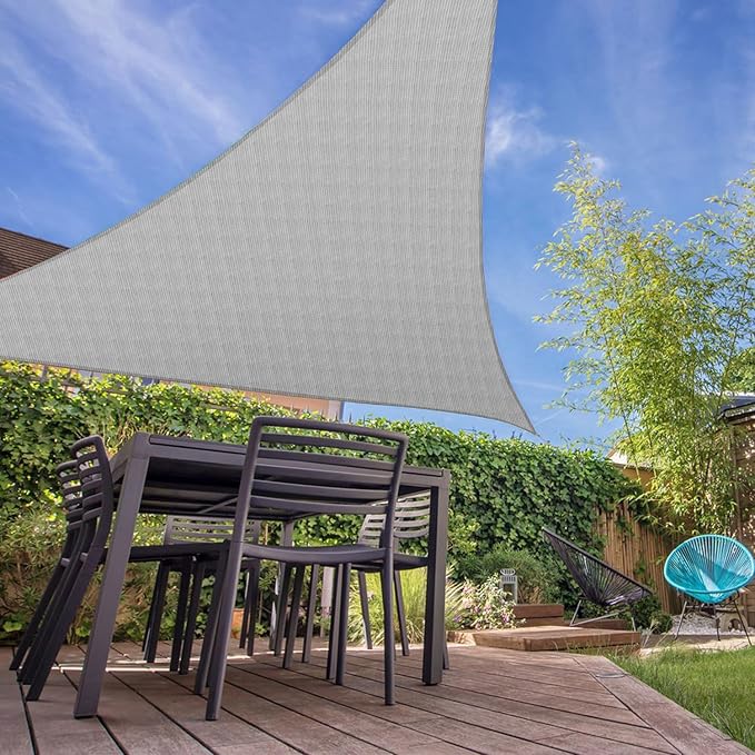 E&K Sunrise 3' x 3' x 3' Sun Shade Sail Triangle Canopy Shade Cover UV Block for Patio Backyard Garden Outdoor (Light Gray)