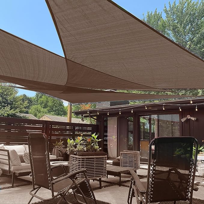 LOVE STORY Custom Size 8'x8'x8' Brown Sun Shade Sail Triangle Sunshade Fabric Awning Canopy for Patio Backyard Carport Pergola (Customized)