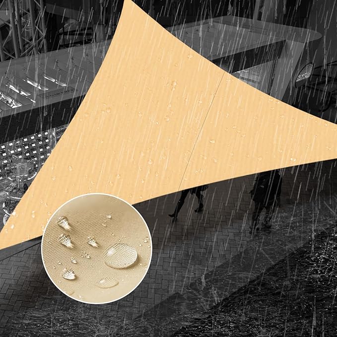 SUNNY GUARD Waterproof Sun Shade Sail 5'x5'x7.1' Sand Right Triangle UV Block Sunshade for Backyard Yard Deck Patio Garden Outdoor Activities and Facility(Customized)