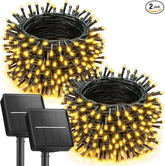 Brightown 2 Pack Solar String Lights Outdoor Waterproof, 92Ft 240 LED Solar Lights Outdoor with 8 Modes, Outdoor Light Solar Powered for Patio Yard Tree Garden Party Decorations, Warm White
