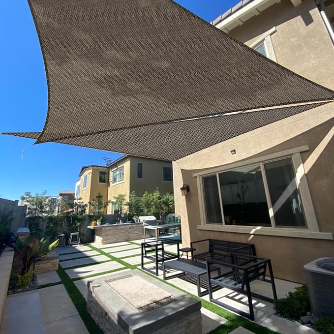 SUNLAX Sun Shade Sail 10' x 12' x 15.6' Brown Rectangle Canopy Sail Shade Cover UV Block Permeable Sunshade Outdoor for Patio Backyard Deck Pergola (We Make Custom Size)