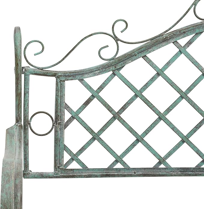 SAFAVIEH Outdoor Collection Abner Victorian Antique Dark Green Wrought Iron 46-inch Wide Garden Bench