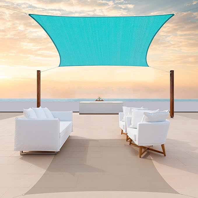 ColourTree TAPR1616 Custom Size 9' x 16' Turquoise Sun Shade Sail Canopy UV Block UPF50 Rectangle - Commercial Standard Heavy Duty - 190 GSM - 3 Years Warranty
