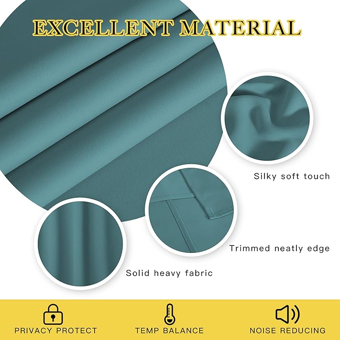 NICETOWN Blackout Curtains & Drapes - Privacy Thermal Efficiency Backdrop Curtains for Bedroom Room Divider Living Room Patio Sliding Glass Door, Wide 80 x Long 144 inch, Sea Teal, 1 Panel
