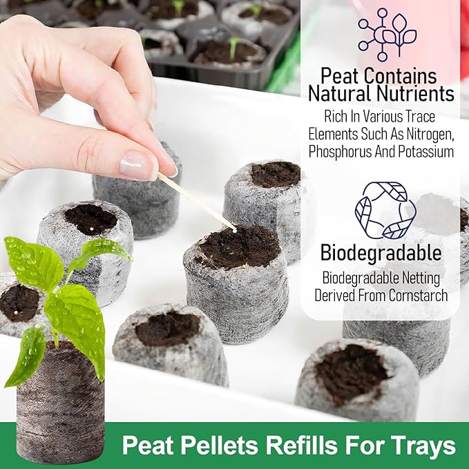 Legigo 50 Pcs 36mm Seed Starter Peat Pellets for Seedlings- Compressed Seed Starter Pods Seed Starting Pellets Plugs Soil Peat Pods for Starting Seeds, Garden Planting Herb Flower Vegetables