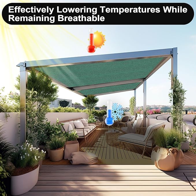 Artpuch 90% Sun Shade Cloth, 8 x 16 FT Pergola Shade Cover Canopy with Grommets, Sun Screen Fabric Tarp for Patio, Outdoor, Garden, Backyard, Green