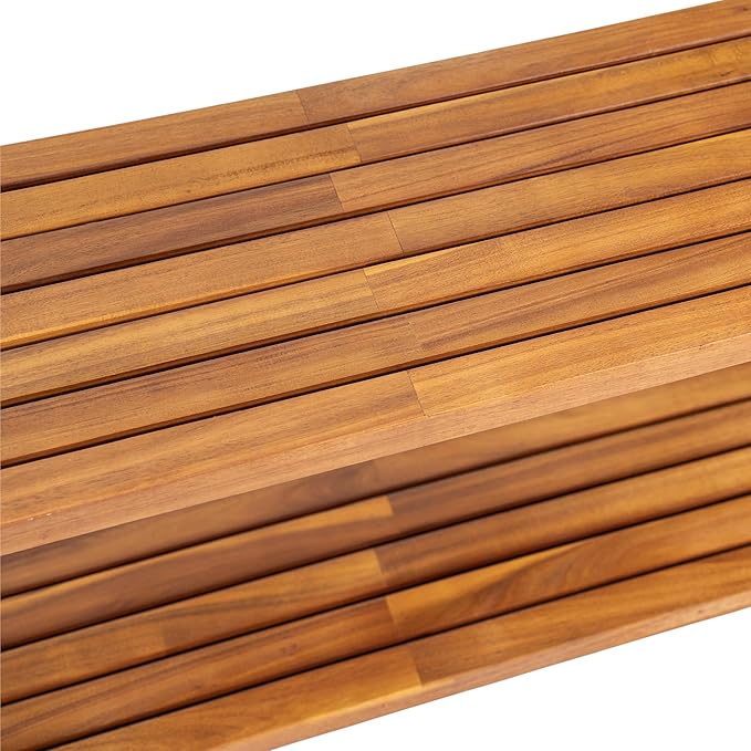 Christopher Knight Home Bruno Durable Acacia Wood Outdoor Coffee Table with Hollowed-Out Design, Slatted Patio Side Table, Versatile Patio Outdoor Furniture, No Assembly Needed, Teak