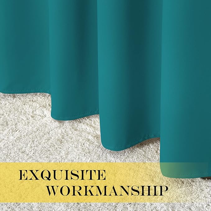 NICETOWN Blackout Curtain Drape for Bedroom - Light Reducing Thermal Insulated Solid Grommet Room Darkening Window Curtain for Living Room (Peacock Teal, 1 Piece, W66 x L66)