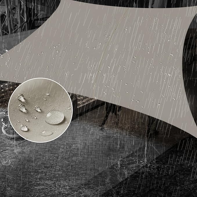 SUNNY GUARD Waterproof Sun Shade Sail 9' x 16' Taupe Rectangle UV Block Sunshade for Backyard Yard Deck Patio Garden Outdoor Activities and Facility(Customized)