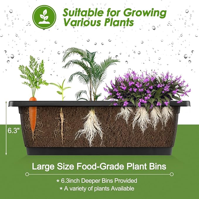 Suyncll Vertical Raised Garden Bed Planter Box,5 Tiers Vertical Garden Planter with Drainage System&4 Hooks for Herb Vegetables Flowers