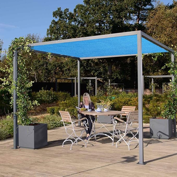Eden's Decor Straight Flat-Edged Sun Shade Sail Rectangular 13' x 20' Blue UV-Blocking Outdoor Canopy Fabric Cloth Awning for Pergola Patio Garden Backyard Custom Size