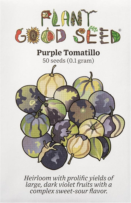 Plant Good Seed Organic Purple Tomatillo Seeds - Pack of 50, Heirloom Seeds for Planting Vegetables - Gardening Supplies, Fruit, Tomato, Vegetable Garden - Non-GMO, Open Pollinated, from USA