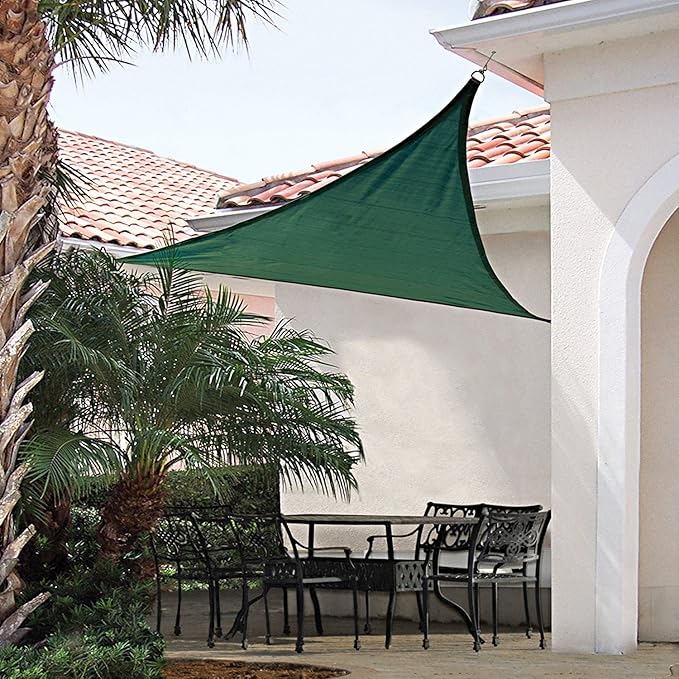 E&K Sunrise 27' x 27' x 27' Sun Shade Sail Triangle Canopy Shade Cover UV Block for Patio Backyard Garden Outdoor (Green)
