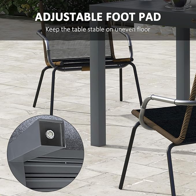 Outsunny Expandable Patio Dining Table for 4-6, 35.5" -70.75" Aluminum Extendable Outdoor Dining Table, Square/Rectangular Patio Table for Garden, Backyard, Poolside, Deck, Gray