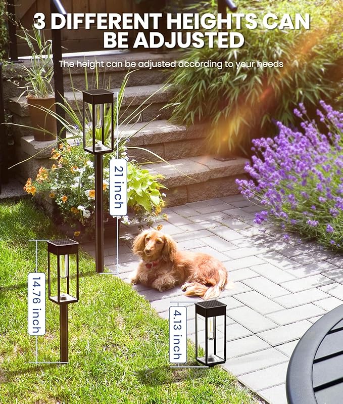 8 Pack Bright Solar Pathway Lights, IP65 Waterproof Outdoor Garden Path Lights, Solar Powered for Yard, Lawn, Walkway, Driveway Landscape Lighting (Cool White)