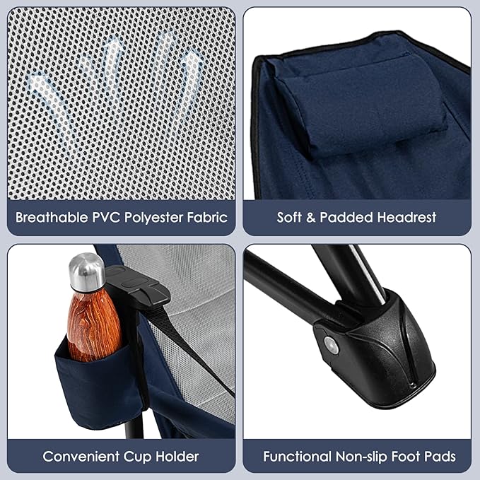 Tangkula Hammock Camping Chair, Portable Camp Chair with Retractable Footrest, Adjustable Back, Headrest, Cup Holder & Carry Bag, Outdoor Folding Lawn Chair for Camping, Fishing, Hiking