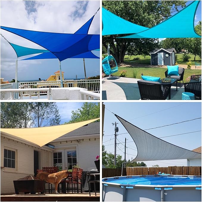 Patio Paradise 8' x 8' x 7'10" Sun Shade Sail Triangle Canopy, Permeable Shade Cloth Fabric Sunlight Block Patio Cover HDPE Deck Awning for Outdoor Backyard Pergolas Roof Shading, Blue