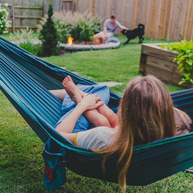 GRAND TRUNK TrunkTech Double Hammock | Ultra-Strong & Lightweight | 11 ft Hammock with Ripstop Nylon | 500 lb Capacity | Fast-Drying & Weather-Resistant | Lava