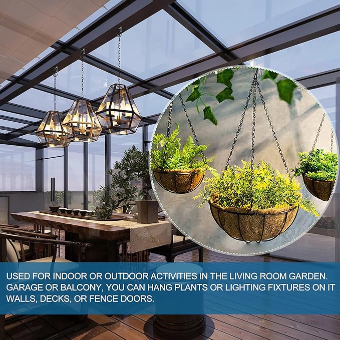 ONIKK Ceiling Hooks for Hanging Plants (2 PCS Black), Heavy Duty Metal Plant Hooks, Screw in Hooks for Hanging Birdfeeders, Lamps, Planters, Indoor Outdoor Wall Baskets Hooks up to 33 lbs