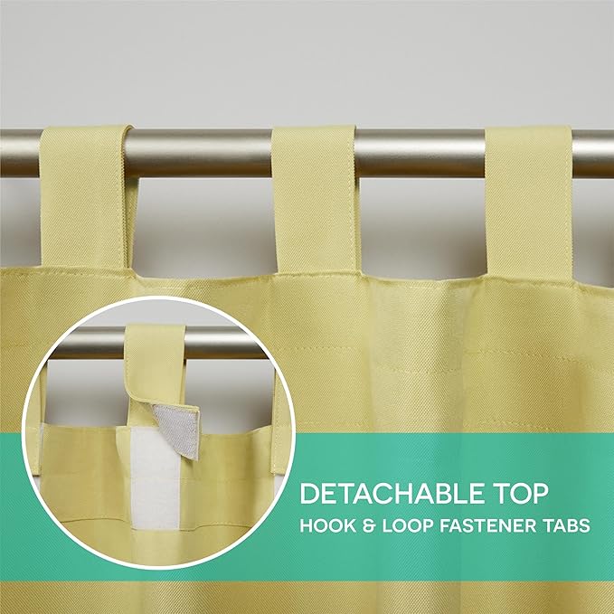 Exclusive Home Cabana Solid Indoor/Outdoor Light Filtering Hook-and-Loop Tab Top Curtain Panel Pair, 54"x144", Sundress