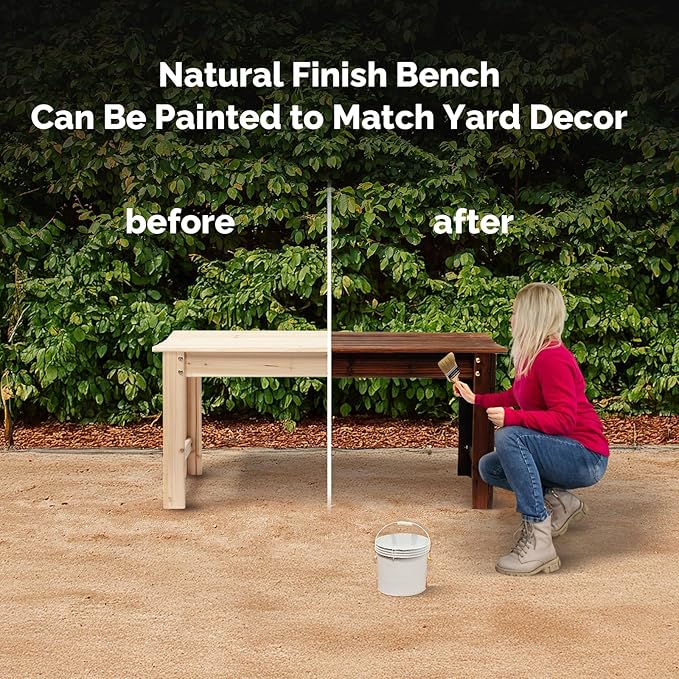 VINGLI Outdoor Wood Bench, 40" Outdoor Bench Patio Wooden Bench Garden Bench Outdoor Backless Bench for Deck Patio (Natural)