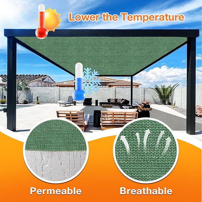 Artpuch Outdoor Pergola Shade Cover 5' X 9' Sun Shade Cloth with Grommets, 90% UV Protection Canopy Patio Privacy Screen (Customized Available) GN107, Green