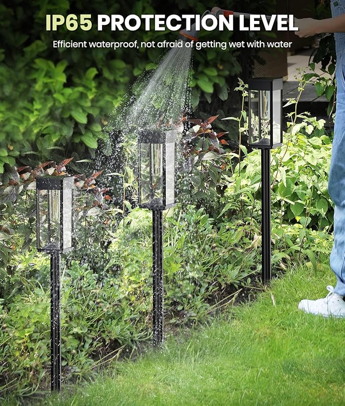 Bright Solar Pathway Lights Outdoor, 6 Pack IP65 Waterproof Solar Garden Lights for Outside Lighting, Yard Path Lawn Walkway Driveway Landscape (Warm White)
