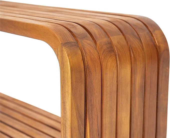 Christopher Knight Home Bruno Durable Acacia Wood Outdoor Coffee Table with Hollowed-Out Design, Slatted Patio Side Table, Versatile Patio Outdoor Furniture, No Assembly Needed, Teak
