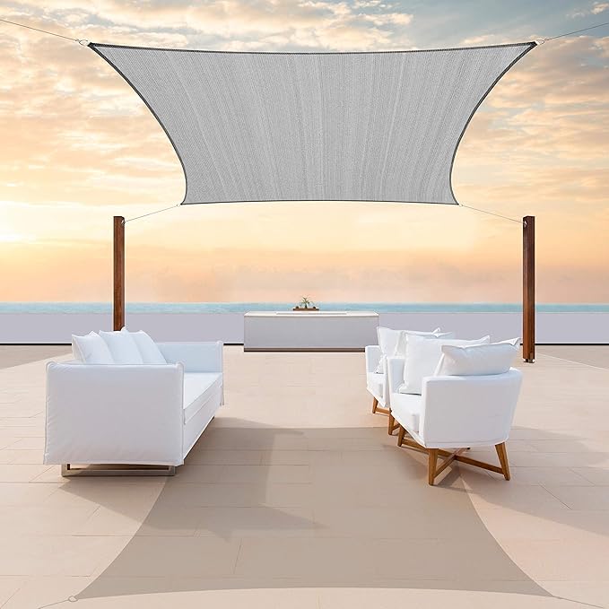ColourTree TAPR1616 Custom Size 18' x 21' Grey Sun Shade Sail Canopy UV Block UPF50 Rectangle - Commercial Standard Heavy Duty - 190 GSM - 3 Years Warranty