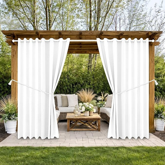 Waterproof Outdoor Curtain W105 x L84 - Grommet Top Sunlight Blocking Window Treatment Drapes Blackout Curtains for Home Bedroom Living Room Outdoor Patio Porch Pergola Cabana Gazebo (2 Panels)