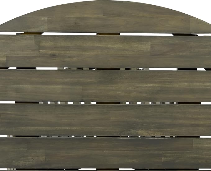 Merax Outdoor Dining Table 47.25" Round Extra-Large Acacia Wood Patio Dining Table for Backyard Lawn Balcony, Aesthetic Slat Base Design, Grey Finish