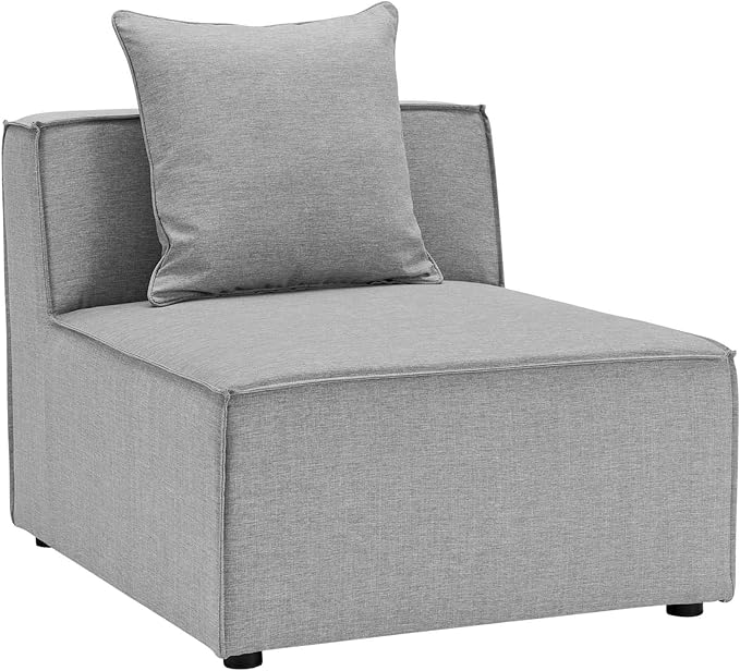 Modway Saybrook Outdoor Patio Upholstered Sectional Sofa Armless Chair in Gray