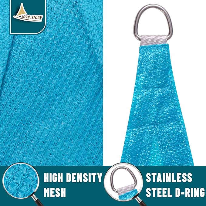 LOVE STORY Custom Size 8'x8' Turquoise Blue Sun Shade Sail Rectangle UV Block Canopy Patio Sail Sunshades Fabric for Outdoor Garden Carport (We Make Custom Size)