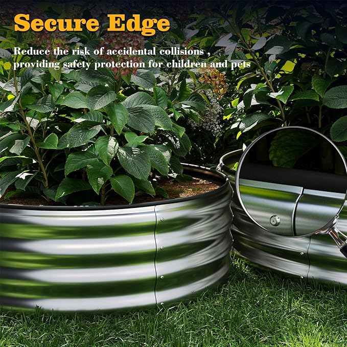 Galvanized Metal Planter Round Raised Garden Bed Kit for Gardening Outdoor Garden Box Raised Flower Bed 1CP Wooden Color 6X3X2F