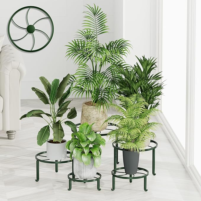 5-Pack Metal Plant Stand Heavy Duty Flower Pot Stands for Multiple Plant, Anti-Rust Flower Pot Stand Round Plant Holder for Room Indoor/Outdoor,Gardens