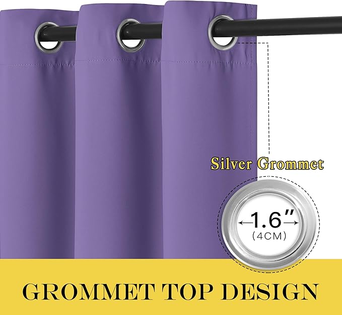 NICETOWN Blackout Sliding Door Curtains 84 Inch Length, Extra Wide Room Divider Grommet Energy Saving Thermal Insulated Curtain for Patio Door Window(W80 x L84, 1 Panel, Lilac Purple)
