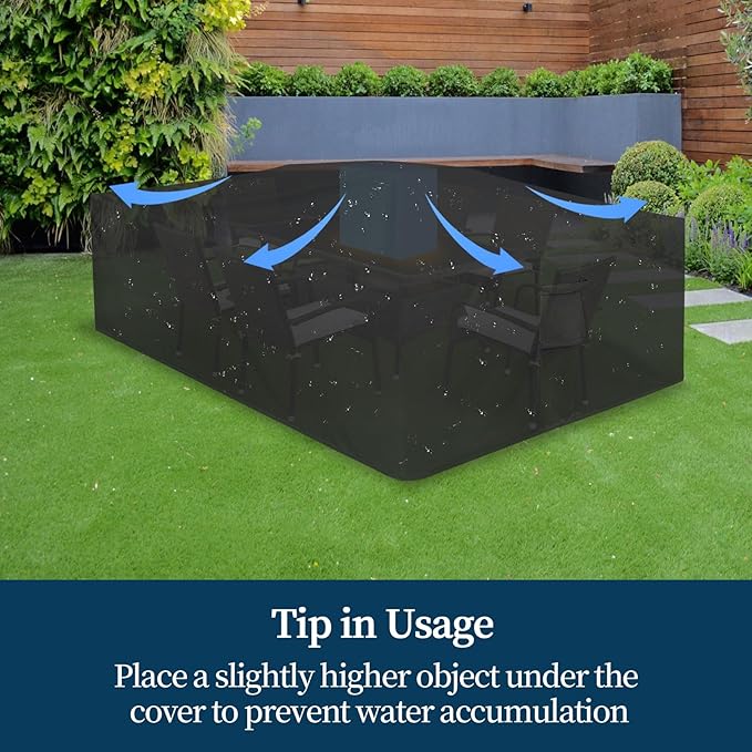 Easy-Going Patio Furniture Cover Waterproof Outdoor Rectangular Table Cover with Seal Tape at Seams (84" L x 44" W x 23" H, Black)