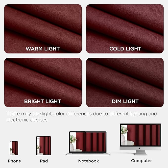 Joydeco Blackout Patio Sliding Door Curtains 90 Inches Long, Grommet Privacy Room Divider Curtains, Extra Wide Thermal Blackout Drapes for Bedroom Living Room (Burgundy Red, 80Wx90L, 1 Panel)
