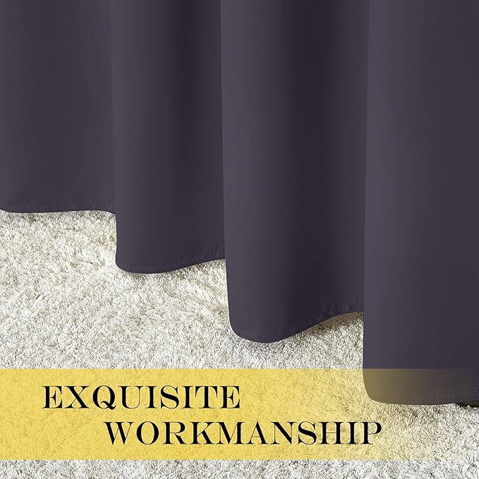 NICETOWN Greyish Purple Blackout Curtains for Bedroom/Living Room 132 Inch Length - Thermal Insulated Room Darkening Grommet Top Window Curtains (100 by 132 - Inch, 1 Panel)