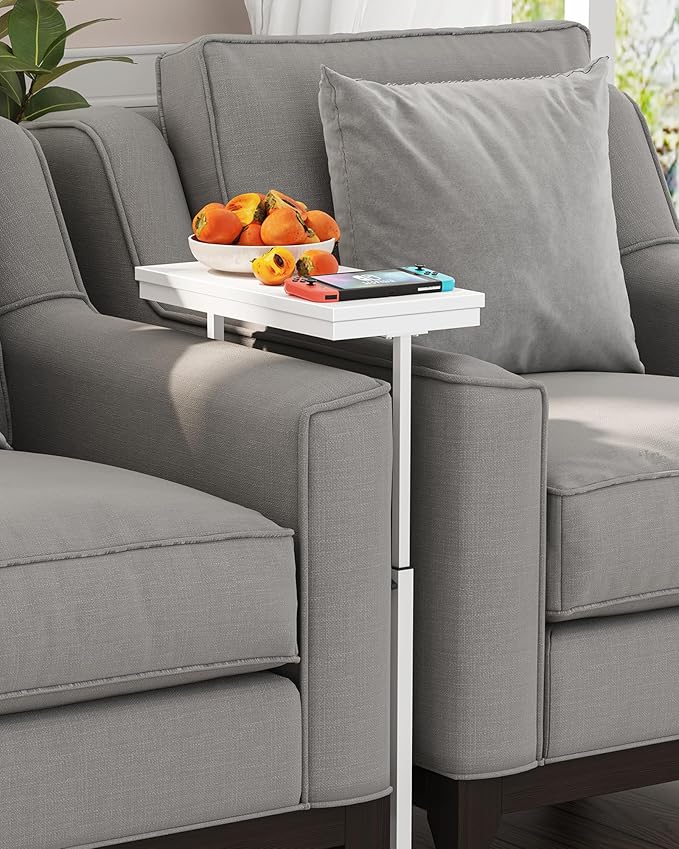 TUTOTAK End Table, Side Table, Tall Couch Table, Sofa Table, Living Room, Bedroom, White TB01BW0832