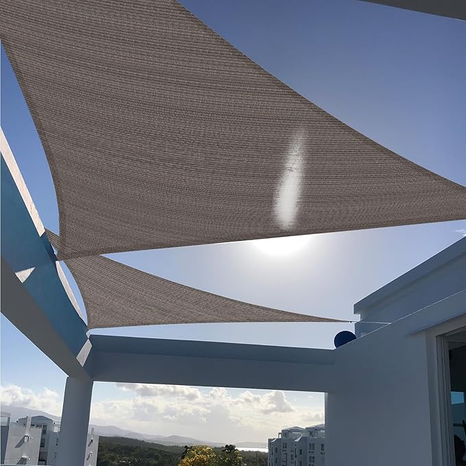 SUNNY GUARD Custom Size 7'x16'x16' Triangle Brown UV Block Sunshade for Backyard Yard Deck Patio Garden Outdoor Activities and Facility(Customized)