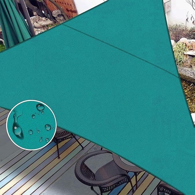 LOVE STORY Right Triangle 7'x14'x15.7' Waterproof Sun Shade Sail Canopy UV Block for Outdoor Patio Backyard Carport,Turquoise Blue(We Make Custom Size)