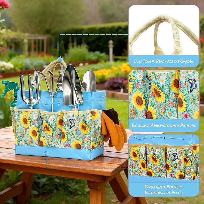 Garden Tool Set, 10 PCS Gardening Essentials, Stainless Steel Garden Hand Tools with Tote Bag, Well-Designed Gardening Supplies Kit Gifts for Women Men Gardeners