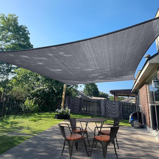 SUNLAX Sun Shade Sail 11' x 18' Dark Grey Rectangle Canopy Sail Shade Cover UV Block Permeable Sunshade Outdoor for Patio Backyard Deck Pergola (We Make Custom Size)