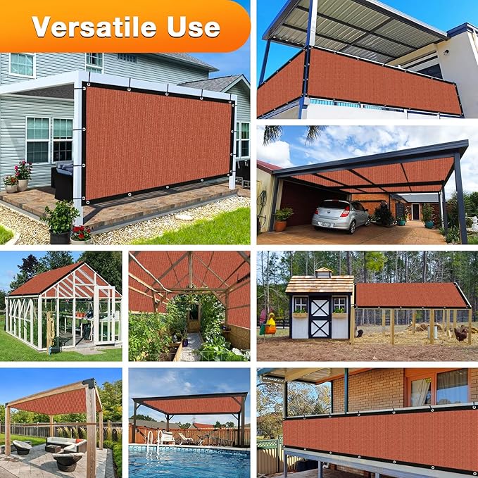 Artpuch 90% Sun Shade Cloth, 7 x 15 FT Pergola Shade Cover Canopy with Grommets, Sun Screen Fabric Tarp for Patio, Outdoor, Garden, Backyard, Rust Red