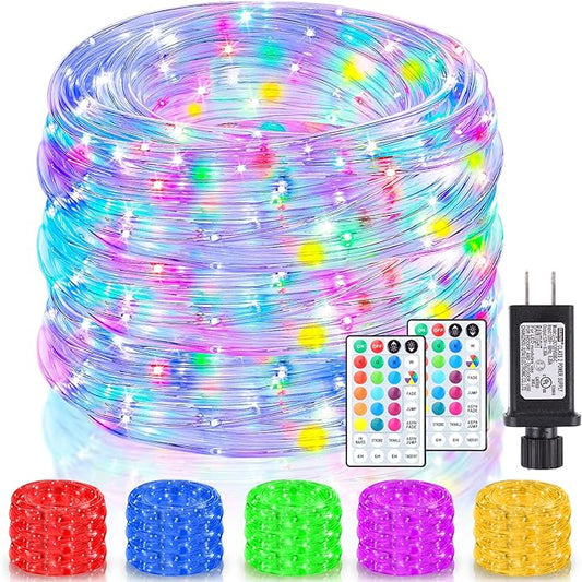 132Ft Rope Lights for Outside, Waterproof 18 Colors Changing Rope Lights Fairy String Lights with Remotes, 400 LEDs Dimmable Twinkle Christmas Lights for Bedroom Patio Halloween Decorations